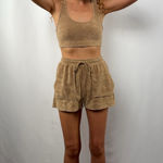 ZARA Terrycloth Crop Tank and Pull On Shorts in Brown Size Small Photo 0