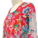 Tolani Pink & Blue Poppy‎ Floral Kimono Poncho Woven Top Size Medium Red Photo 5
