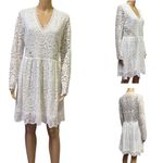 Divided  White Lace Overlay V Neck Long Sleeve Zip Side Lightweight Dress Size 12 Photo 1