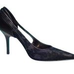 Donald Pliner Black Embroidered Satin Silk Cut Outs Shoe Sleek Pump NWT $300 Size 5.5 Photo 0