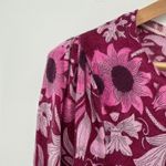 Talbots Womens 100% Merino Wool Long Puff Sleeve Floral Print Sweater Large Photo 4