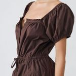Free People Dark Brown Button-Front Romper With Adjustable Waist Photo 2