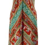 Vintage 70s Striped Maxi Dress Crossback Sleeveless Red Green Gold Womens Small Photo 0