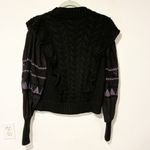 Anthropologie By  Black Ruffle Cable-Knit Sweater Balloon Sleeve Size Small Photo 5