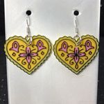 Handmade Yellow and Pink Heart‎ Earrings Photo 2
