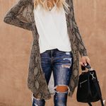 SNAKE PRINT LIGHTWEIGHT BROWN LONG CARDIGAN LARGE Photo 7