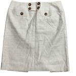Anne Klein AK Women's White Linen Blend Button Detail Knee Length Skirt Size 10 Photo 10