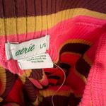 Aerie Striped Midi Pencil Skirt Ribbed Pink Side Slit Summer Funky Retro Large Photo 7