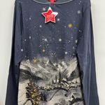 NWT Christmas tree long sleeve 1x navy graphic top Merry & Bright Photo 0
