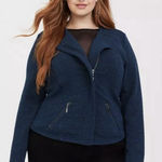 Torrid NBlue Studio Double Knit Full Zip Moto Jacket Pockets Size 2X Photo 0
