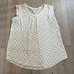 Pleione  Women's Cream & Gray Polka Dot Sleeveless Blouse Size XL Photo 0