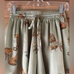 NWOT MABLE Boutique Sage Green Satin Cheetah Drawstring Pull On Shorts Small​ Photo 4