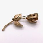 0047 Vintage 70s Giovanni Gold Tone and Rose Flower Brooch w/Original Box Photo 1
