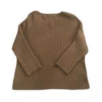 CAbi  Luna Pullover Brown Ribbed Sweater Sz. S 3/4 Sleeve Scoop Neck Cotton Blend Photo 3