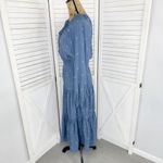 Urban Outfitters  Reese Midi Dress Paisley Tiered Smocked Blue Small Long Sleeve Photo 3