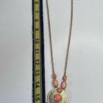 Boutique Long Peach Moonglow Lucite Fringed Pendant Gold 30” Photo 8