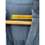 Alice + Olivia  Black‎ Rayon Silk Lamb Leather Trim Sleeveless Tunic Dress S Photo 2