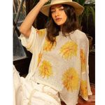 POL Light Beige Sunflower Knit Bohemian Oversize Top Medium NWOT Photo 0