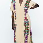 ZARA  Multicolored V-Neck Tunic Short Sleeves Midi Summer Beach Dress Size XL Photo 0