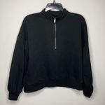 Banana Republic factory half zip sweatshirt bubble sleeves size medium Black Photo 0