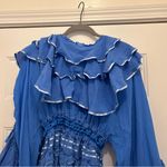 Free People x Fillyboo Lotus Ruffles Buttondown Ribbon Trim Mini Dress Tunic Blue Size XS Photo 11