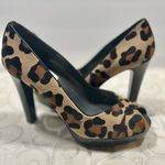 Stuart Weitzman NWT! Leopard Pony hair Criss Cross Peep Toe Platform Heels Size 8 Photo 0
