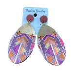 Rainbow Chevron Drop Fashion Earrings NWOT Purple Photo 0