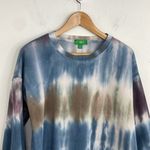 Boho Tie Dye Long Sleeve Sweatshirt size Medium with raw hem Blue Photo 1