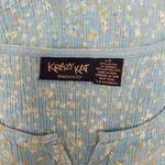 Krazy Kat  Blue Floral Crinkle Notched Crewneck Sleeveless Blouse Size Large Photo 5