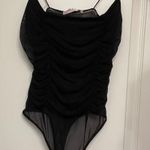 Blue Blush  Los Angeles Ruched Black Square Neck Bodysuit Photo 5