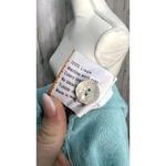 Fridaze‎ Women's Small Teal 3/4 Sleeve Roll Tab Sleeve Linen Button Photo 5