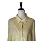 Chico's  Shirt Women 2X Yellow Embroidered Mix Maya Asymmetric Button‎ Down Flowy Photo 4