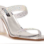 Nine West  Darla Dress Sandals Women Sparkle Formal Heels Shoes Size 8M GUC Photo 0