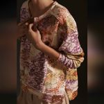 Anthropologie  Pilcro Floral Patchwork Notched V-Neck Pullover Purple Medium Photo 3