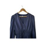 Old Navy Blue Long Sleeve V-Neck Cinch Waist Top Shirt Medium Petite Photo 1