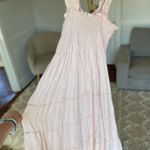 Quince  Linen Smocked Maxi Dress Pink Ruffle Strap XL Cottagecore Parisian Garden Photo 0