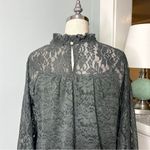 Cable & Gauge  Green Lace Mock Neck Blouse Long Sleeve Size Large Nwt Photo 5