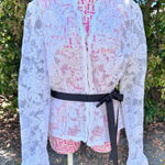 Chetta B Vintage Lace Blazer Top Tie Waist Coquette Cottagecore Ruffle Cuffs 8 Photo 0