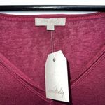 Wonderly Womens V-neck Long Sleeve Tee Split Hem Plus Size 1X Maroon Top Shirt Photo 1