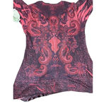 One World  Red Paisley Print V-Neck Long Sleeve‎ Tunic Top Size XL NWT Photo 1