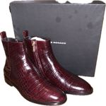 Club Monaco Trycia Dark Burgundy Crocodile Leather Ankle Boots 36 Made In Italy Photo 0