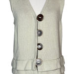 Pure Handknit Chunky Knit Big Button Cardigan Sweater Vest L/XL Anthropologie Tan Size L Photo 0