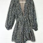 Shona joy  Buell Plunged Draped Mini Dress Leopard Size 2 Faux Wrap Cocktail Photo 2