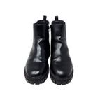 SM New York Black Leather Pull On Chunky Platform Chelsea Ankle Boots Size 8.5M Photo 2