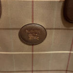 Burberry vintage classic plaid canvas tote with leather trim w/coa Photo 2