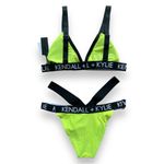 Kendall + Kylie Bright Neon Yellow & Black Strappy Cheeky Two-Piece Bikini Set Photo 6