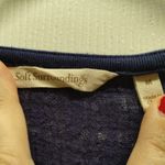 Soft Surroundings  Size M Navy Gauzy Linen Cotton Blend Trim Dolman Sleeve Top Photo 4