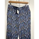 ZARA NEW  Floral Satin Pants Womens Size Medium Blue Straight Mid Rise Boho Photo 1