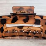 Vintage Hair Clip / Hair Claw Clip Brown Animal Print Photo 3