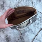 Coach  MINI SIERRA EMBOSSED LEATHER SATCHEL grey cream purse handbag Photo 3